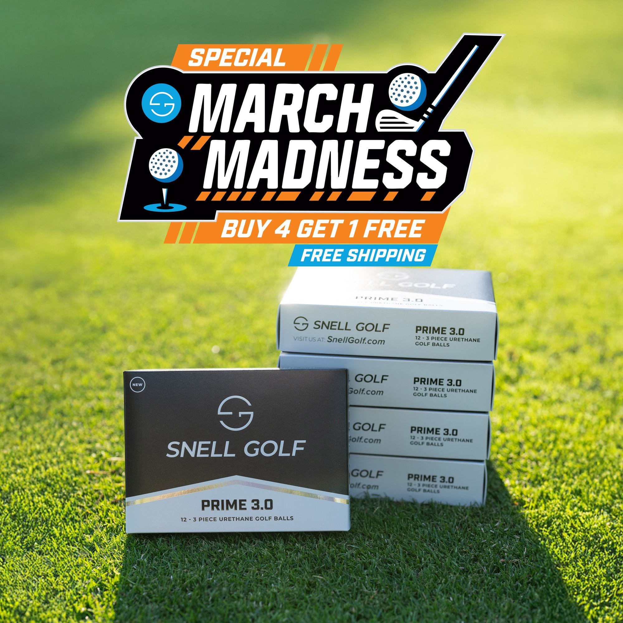 "March Madness" Bundle - Buy 4, Get 1 Golf Ball Snell Golf PRIME 3.0 White