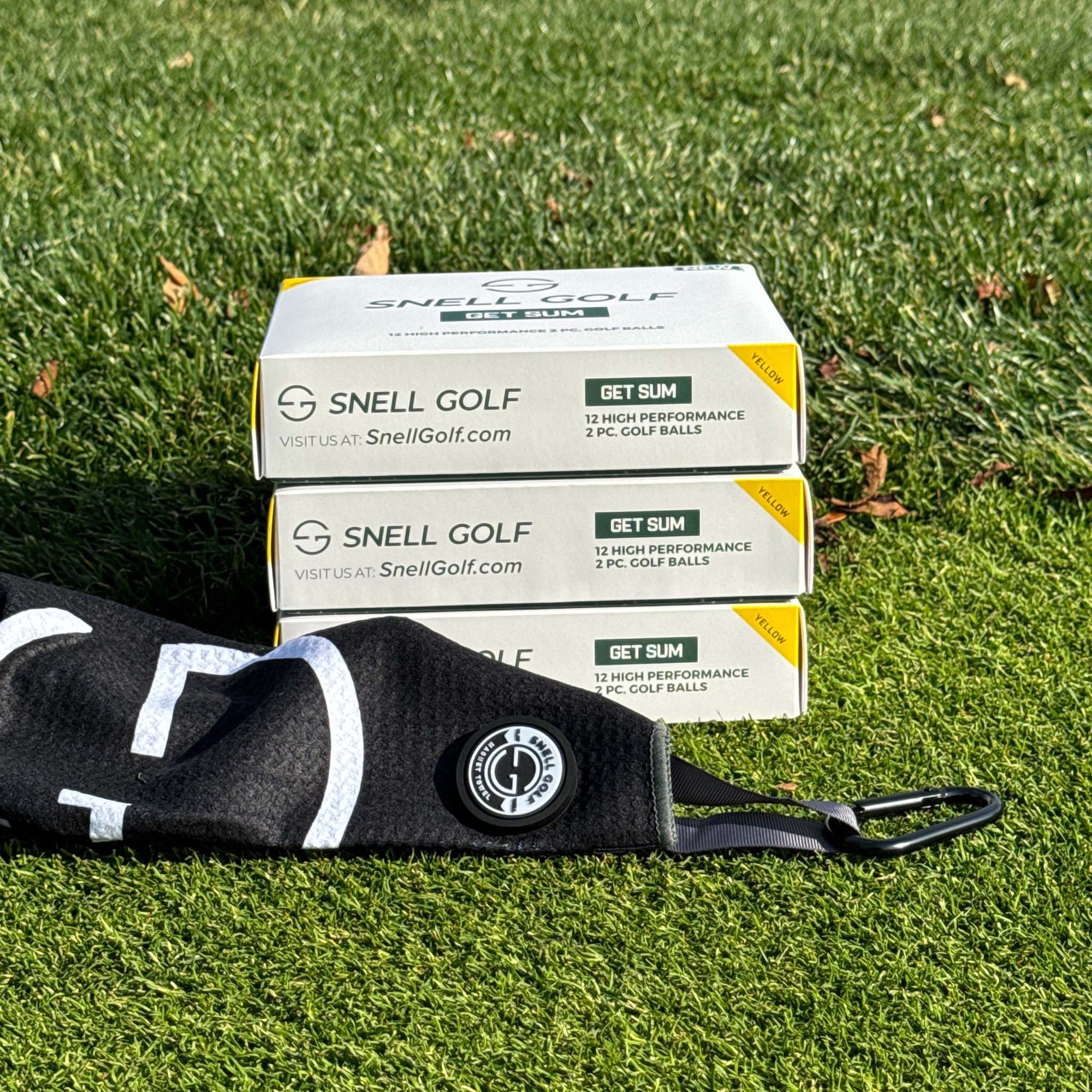 Par-fect Christmas Pack: 3 Dozen Balls & Magnetic Towel Golf Ball Snell Golf GET SUM Yellow Black