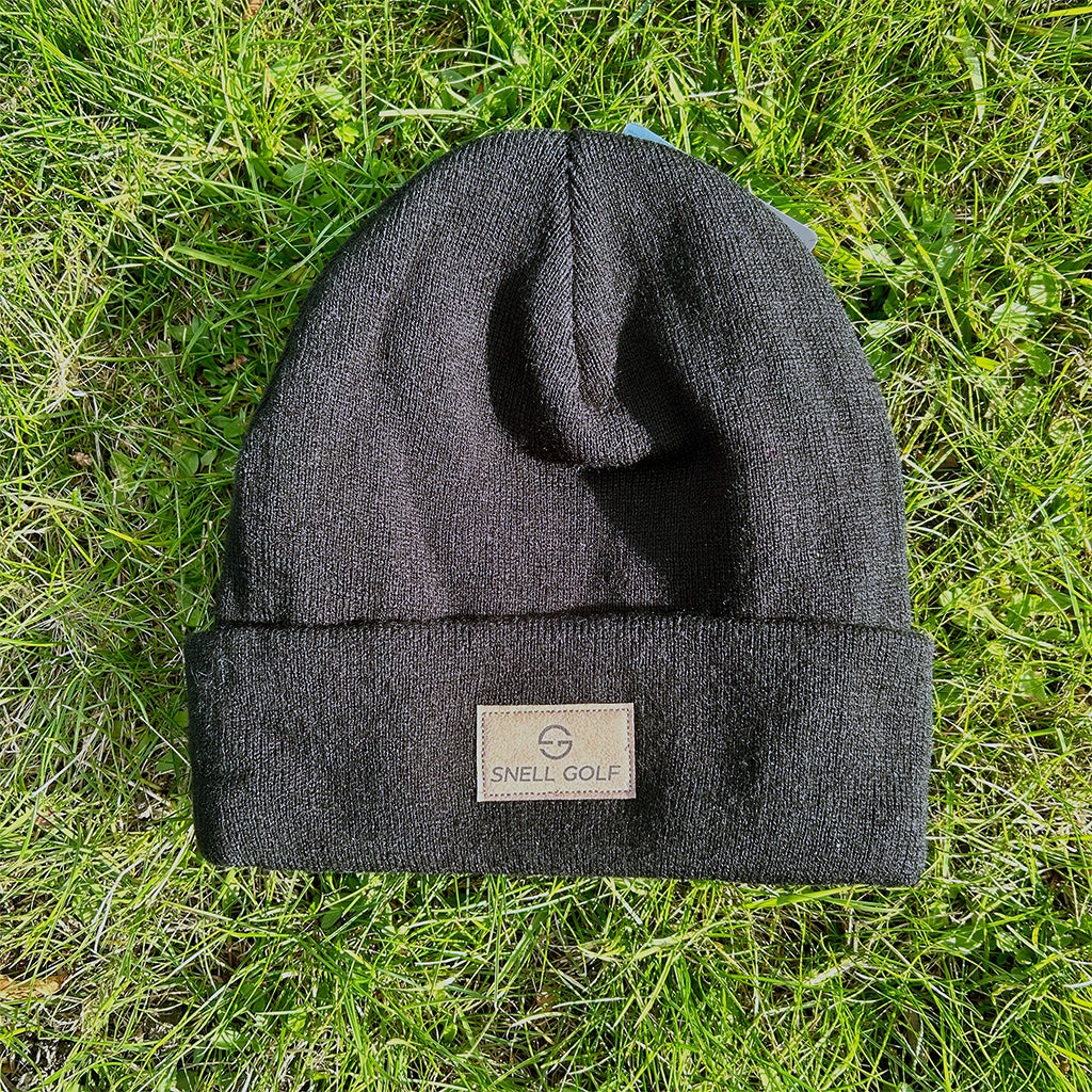 Lifestyle Knit Beanie Hats Snell Golf Black w/ Rust Patch  